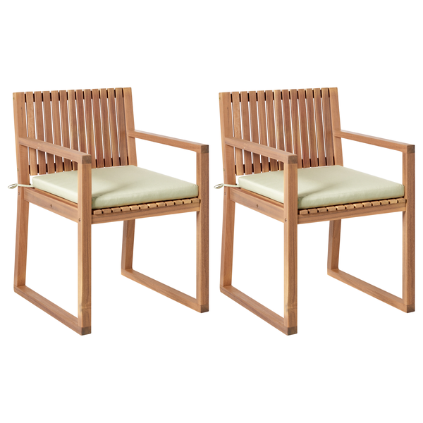 Set mit 2 Stühlen und Sitzkissen SASSARI PREMIUM zertifiziertes Akazienholz Hellgrün