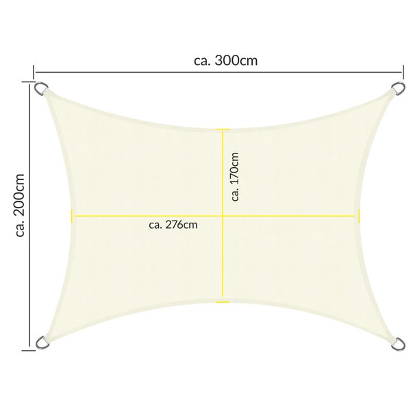 SolVision PS9 Sonnensegel 200x300cm rechteckig Creme PE