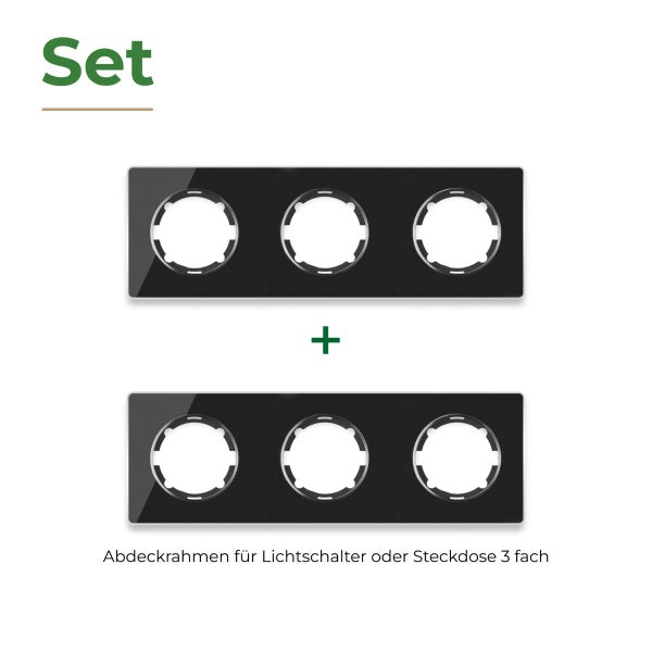 Set aus zwei dreifachen Abdeckrahmen für Lichtschalter oder Steckdosen