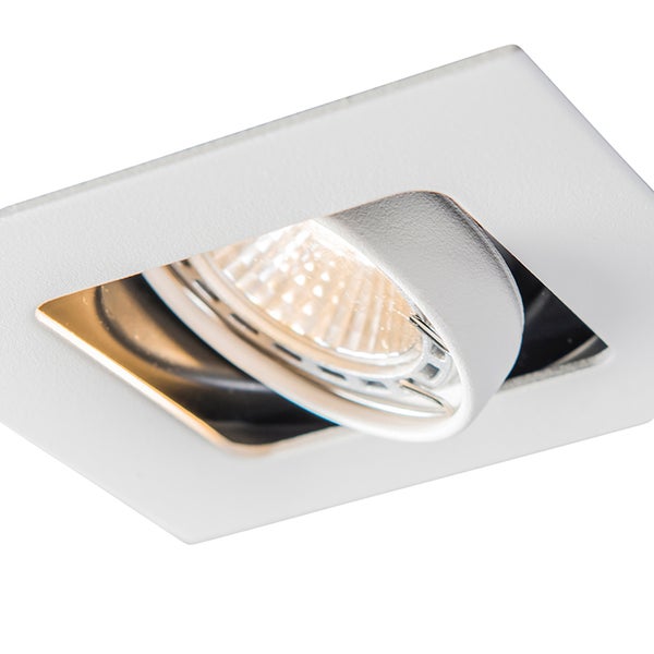 Quadratischer Einbaustrahler, schwenkbar, Weiß.