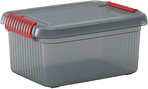 PROREGAL SuperSparSet 2x Mehrzweck Aufbewahrungsbehälter MANATEE mit Deckel HxBxT 39x59x28cm 42 Liter Grau/Orange