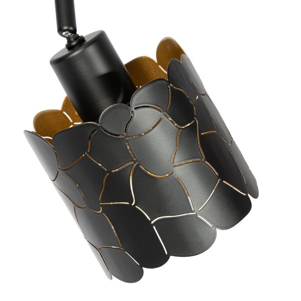 Schwarze Deckenleuchte mit offenem, floralem Lampenschirmdesign