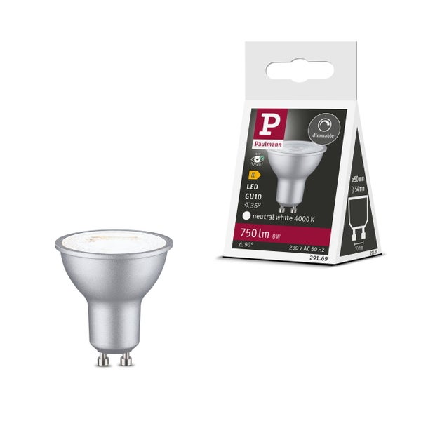 Paulmann LED Reflektorlampe GU10 8 Watt dimmbar neutralweiß 4000 Kelvin im Karton