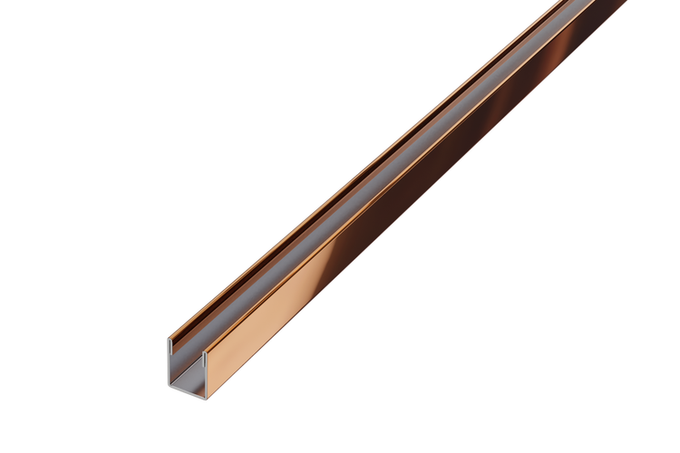 U-Profil aus Aluminium in Kupfer-Optik.