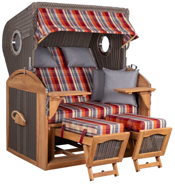 Strandkorb Horum XL Teak PE grey Dessin 584