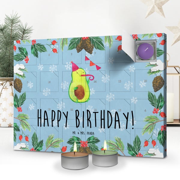 Mr. & Mrs. Panda Duftkerzen Adventskalender Avocado Geburtstag - Blau Pastell