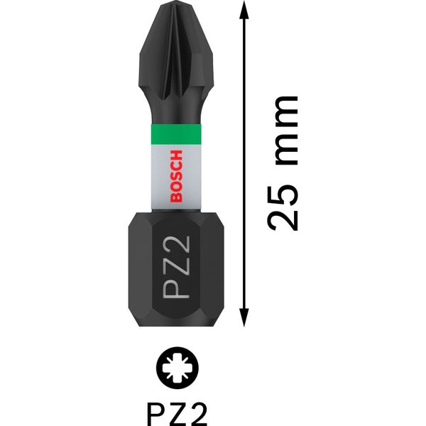 Bosch Logo Schrauberbit PZ2 mit 25 Millimeter Länge
