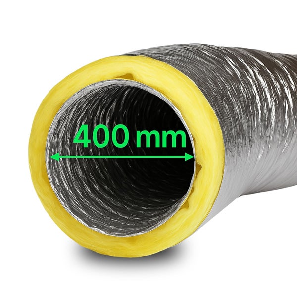 Isoflexrohr 400mm – 1 Meter isolierter Abluftschlauch für Klimageräte, Growboxen & mehr – 4-Schicht Isolierung, Hohe Schalldämpfung, Feuergeschützt & Extra Stabil