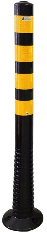 UvV Absperrpfosten flexible Poller 100cm flexibel schwarz, reflektierend, selbstaufrichtend / gelb