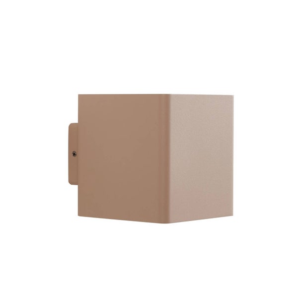 Quadratische Wandleuchte aus Metall in Roségold.
