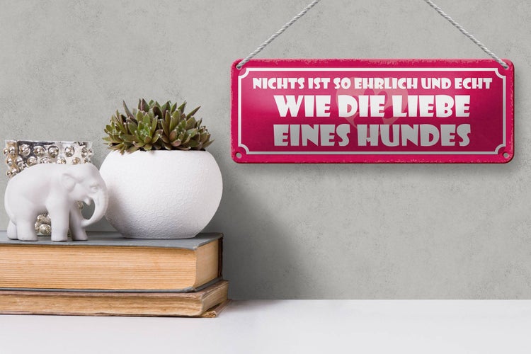Blechschild Spruch 27x10cm Liebe eines Hundes ehrlich echt Dekoration