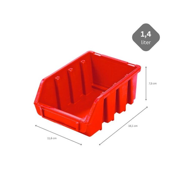 PROREGAL SuperSparSet 20x Sichtlagerbox 2 HxBxT 7,5 x 11,6 x 16,1 cm Polypropylen Rot