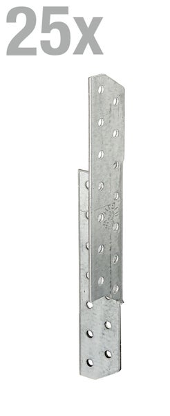 25 Stück Balkenträger aus verzinktem Stahl mit Lochung zur stabilen Befestigung von Holzbalken.