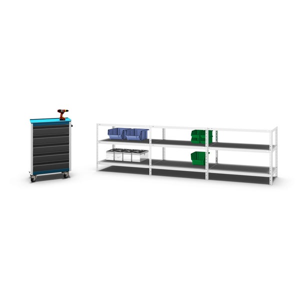 PROREGAL Fachbodenregal Schraubsystem Medium-Duty Grundregal HxBxT 80 x 100 x 50 cm 3 Ebenen Fachlast 200 kg Beidseitig Nutzbar Lichtgrau