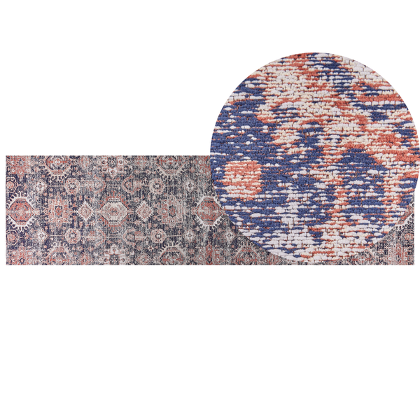 Teppich KURIN Blau 80 x 300 cm Baumwolle