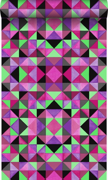 Origin Wallcoverings Tapete kubistisches Muster Rosa und Grün - 53 cm x 10,05 m - 346912