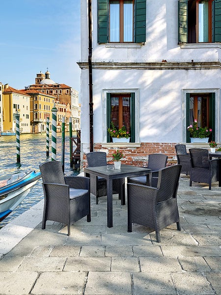 BICA Lido Gartenmöbelset 5 teilig bestehend aus: 4 Sessel inkl Sitzkissen und Tisch Dallas, Anthrazit