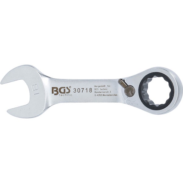 BGS Ratschenring-Maulschlüssel kurz umschaltbar SW 18 mm - 30718