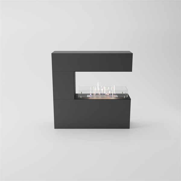 GLOW FIRE Ethanol Kamin 'Oakland' | Ethanolofen in Grau mit 3 Std. Brenndauer und 3 KW Heizleistung | BxHxT: 110x110x30 cm