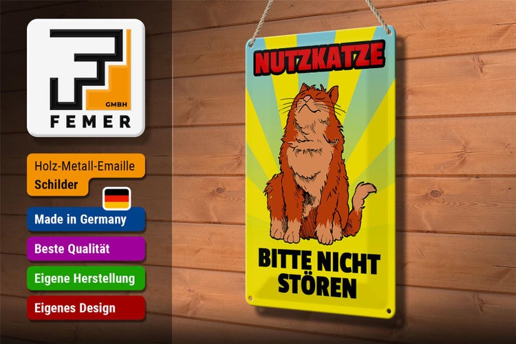 Blechschild Spruch 20x30cm Nutzkatze bitte nicht stören