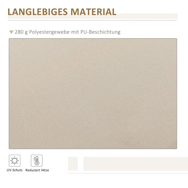 Outsunny manuelle Gelenkarmmarkise, mit Handkurbel Balkonmarkise, 395 x 245 cm, Alu, Weiß+Beige