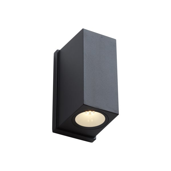 Moderne rechteckige Außenwandleuchte aus Aluminium in Anthrazit mit LED-Licht nach unten.