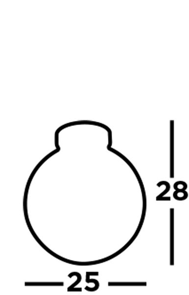 Technische Zeichnung einer Kugelform mit den Maßen 25 und 28.