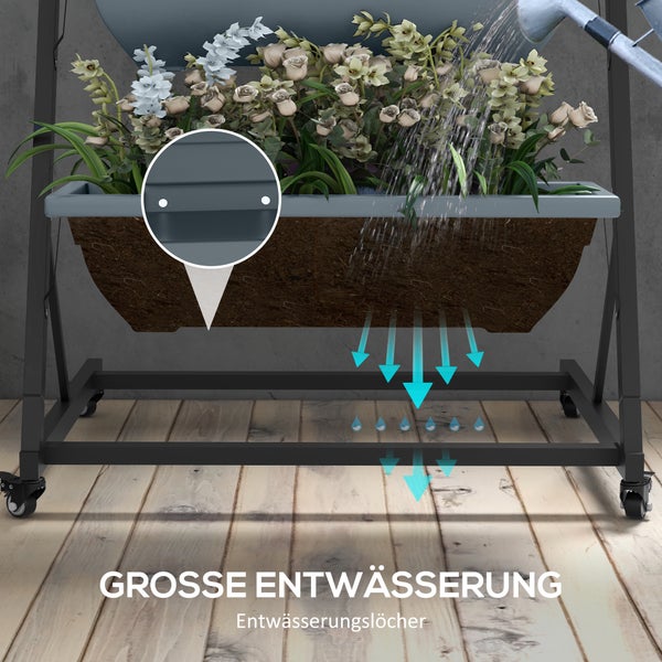 Illustration einer Blumenkastenbewässerung mit grossen Entwässerungslöchern
