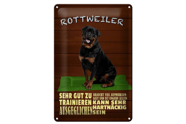Blechschild Spruch 20x30cm Rottweiler Hund ungern allein