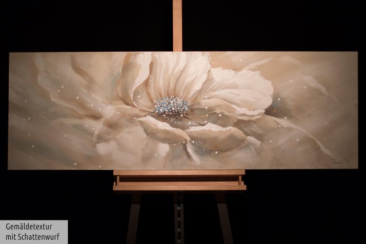 Handgemaltes Gemälde Acrylfarbe 150x50cm Weiß