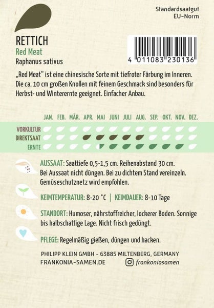 Radieschen Red Meat Saatgutpackung