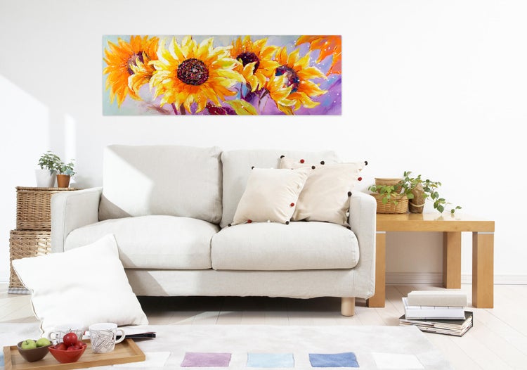 Handgemaltes Gemälde Acrylfarbe 150x50cm Lila