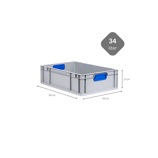 PROREGAL Spar Set 10x Eurobox Nextgen Color Mit Auflagedeckel & Schiebeschnappverschlüsse HxBxT 17 x 40 x 60 cm Griffe Blau Geschlossen Glatter Boden