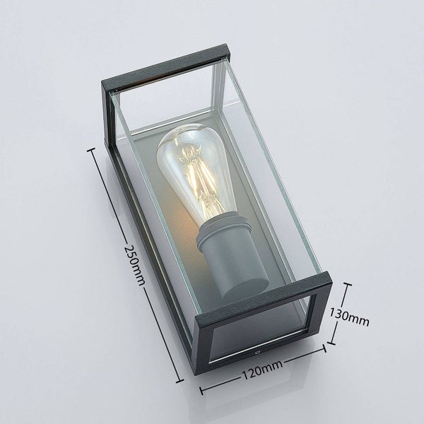 Lindby Wandlampe aussen IP44, Außenwandleuchte Aluminium Glas Wandleuchte anthrazit Außenbeleuchtung Wand für Hof Garten Terrasse Balkon Aussenleuchte