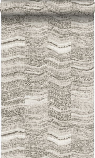 Origin Wallcoverings Tapete Zick-Zack-Mamorstreifen Hellgrau - 53 cm x 10.05 m - 337246