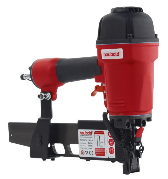 Haubold Drucklufttacker PN765, professionelles Klammergerät für Klammern von 38 bis 65 Millimeter Länge.