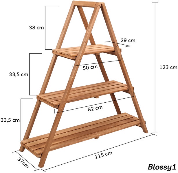needs&wants® Großer Pflanzenständer Blumenständer Pflanzenregal Blumentreppe Blumenregal XL aus Holz wetterfest für Outdoor Indoor Balkon Garten draußen innen Wand, 115 x 37 x 123 cm hoch, braun