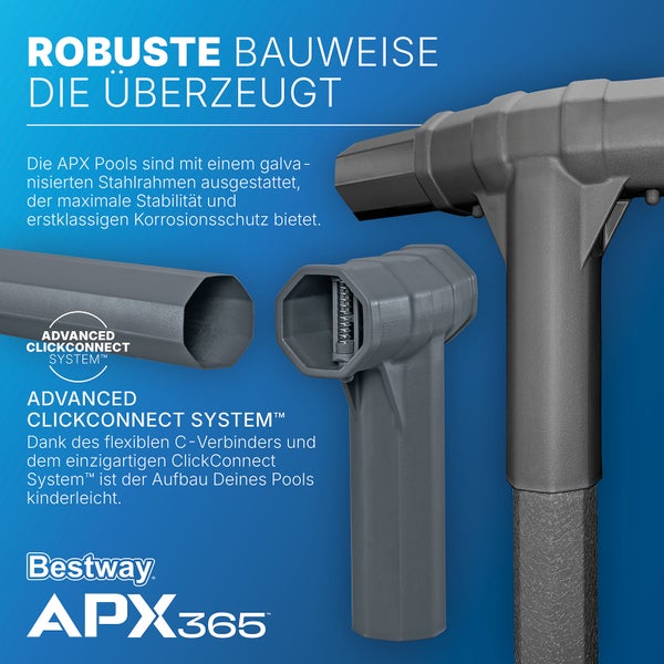 Bestway APX Pool mit Stahlrahmen und Advanced ClickConnect System für Stabilität und einfache Montage