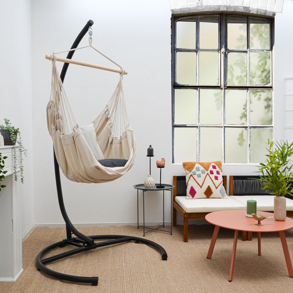 XL Hängesessel Relaxsessel 155x125cm bis 100kg in Beige