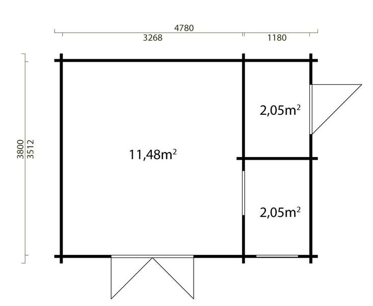 Alpholz Gartenhaus Jersey ISO Gartenhaus aus Holz, Holzhaus mit 44 mm Wandstärke, Blockbohlenhaus mit Montagematerial, Naturbelassen
