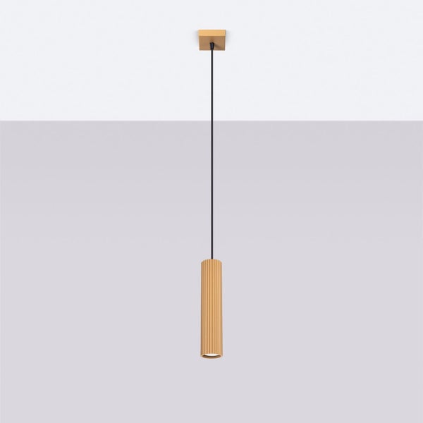 Hängelampe mit zylindrischem Lampenschirm und Kabelaufhängung