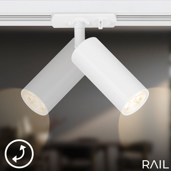 Briloner Rail Schienensystem, Komplettset, 4x LED Spots, Dimmbar, Einspeisung, Weiß, 1,5 m