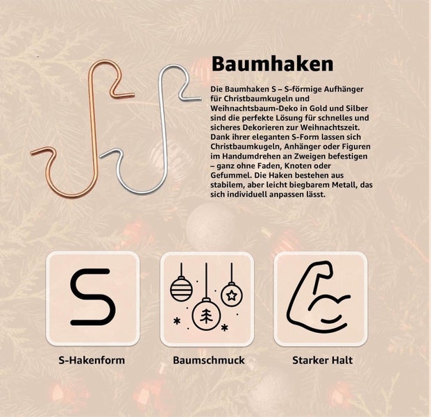 Christbaumkugelhaken in S-Form aus Metall
