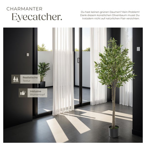 Künstlicher Olivenbaum tectake Oleand stabiler Kunststoff-Blumentopf verschiedene Größen grün