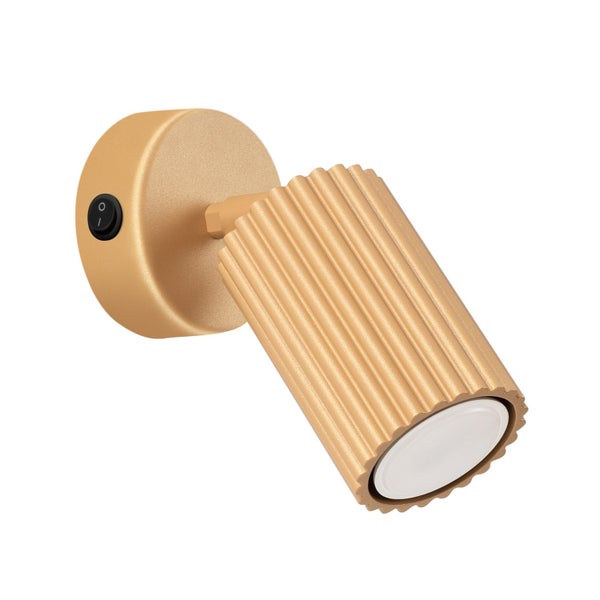 Goldfarbene Wandleuchte mit Schalter