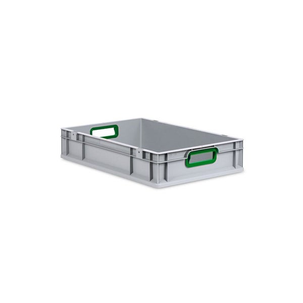 PROREGAL Spar Set 10x Eurobox Nextgen Color Mit Auflagedeckel & Schiebeschnappverschlüsse HxBxT 12 x 40 x 60 cm Griffe Grün Offen Glatter Boden
