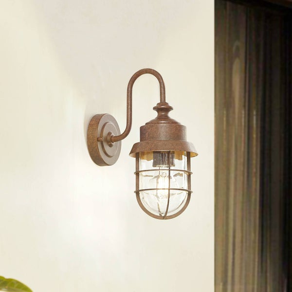 Lindby Wandleuchte außen (Laterne) Adalie (spritzwassergeschützt (Landhaus, Vintage Rustikal) in Braun aus Metall (1 flammig E27) - Außenwandleuchten Wandlampe Led Außenlampe Outdoor