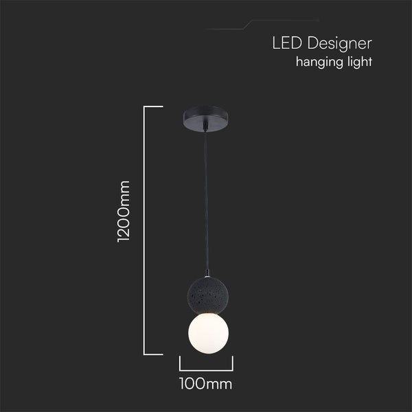 LED Designer Hängeleuchte mit einer Länge von 1200 mm und einem Durchmesser von 100 mm.