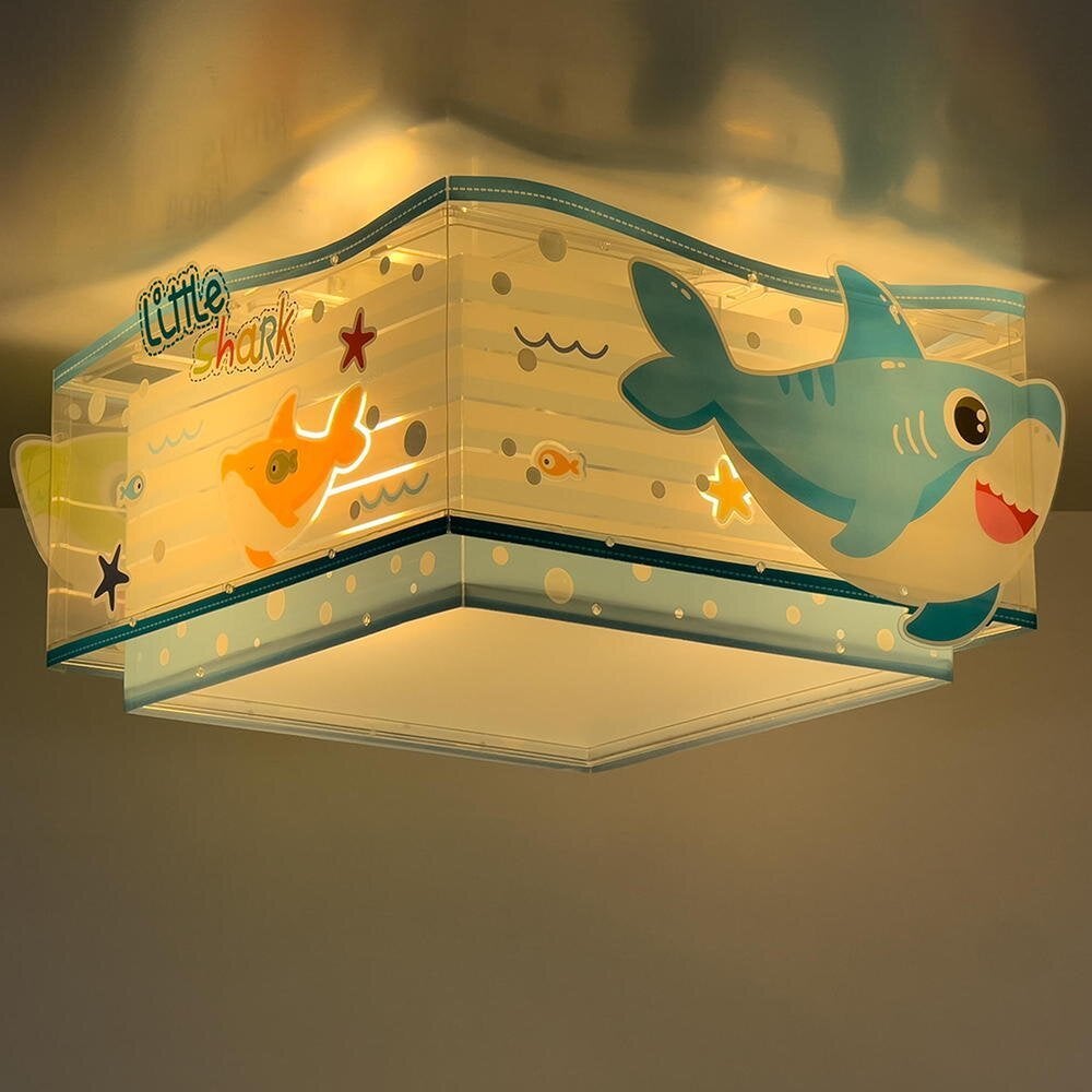 Kinderzimmer Deckenleuchte Baby Shark in Mehrfarbig und Weiß E27 2-flammig