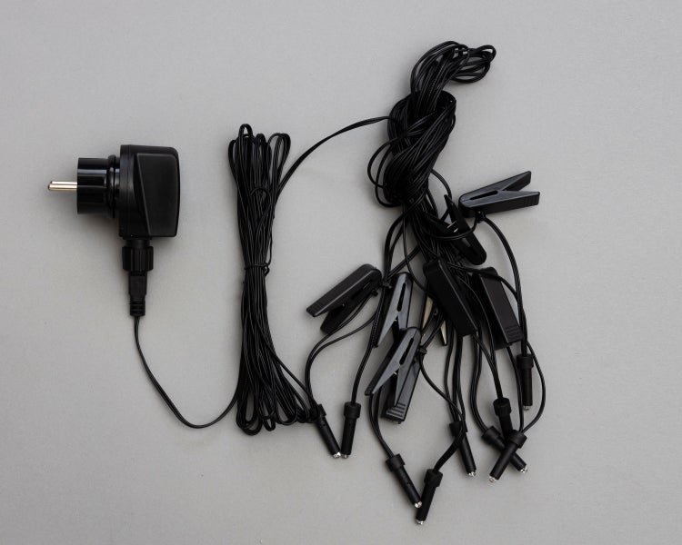 Sterntaler Sternenkette | Weihnachtsstern Kette | 9 Sterne | 18 Zacker | 16cm | Innen und Außen | LED | Netzstecker | mit Timer
